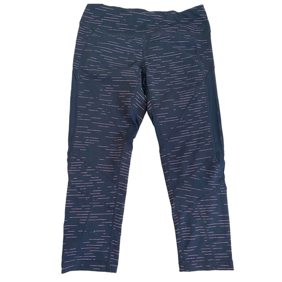 Zella live in pink cropped leggings mesh panels black horizontal stripes S small - Picture 8 of 9